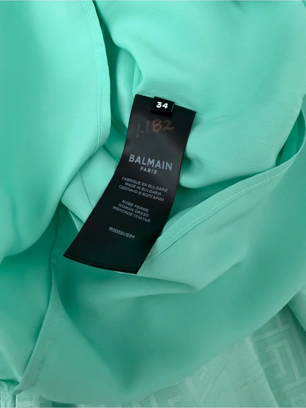 BALMAIN MONOGRAM CAPE-SLEEVE COLD-SHOULDER MINI KAFTAN DRESS SZ 34